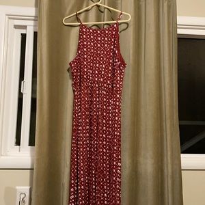 LOFT red printed tie back jersey maxi dress XL